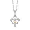 0.10 CT. T.W. Diamond Fleur-de-Lis Pendant in Sterling Silver and 14K Gold