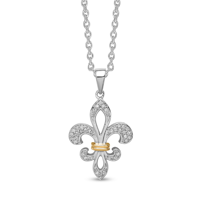 0.10 CT. T.W. Diamond Fleur-de-Lis Pendant in Sterling Silver and 14K Gold|Peoples Jewellers