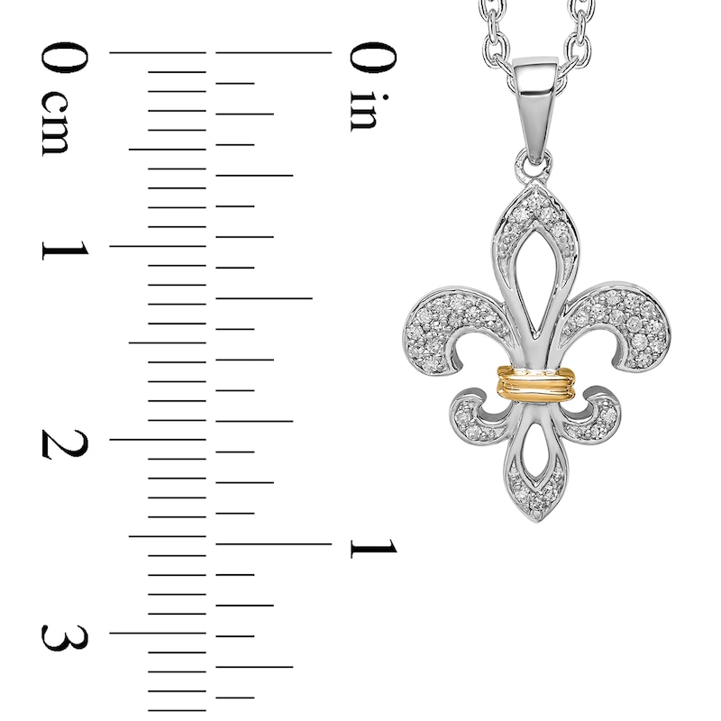 0.10 CT. T.W. Diamond Fleur-de-Lis Pendant in Sterling Silver and 14K Gold|Peoples Jewellers