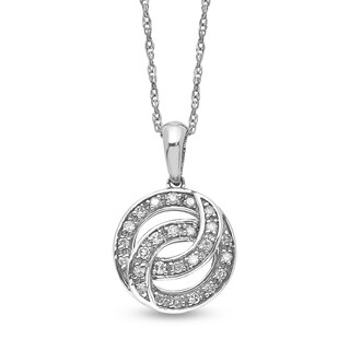 0.07 CT. T.W. Diamond Interlocking Circles Drop Pendant in Sterling Silver