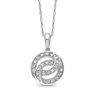 0.07 CT. T.W. Diamond Interlocking Circles Drop Pendant in Sterling Silver