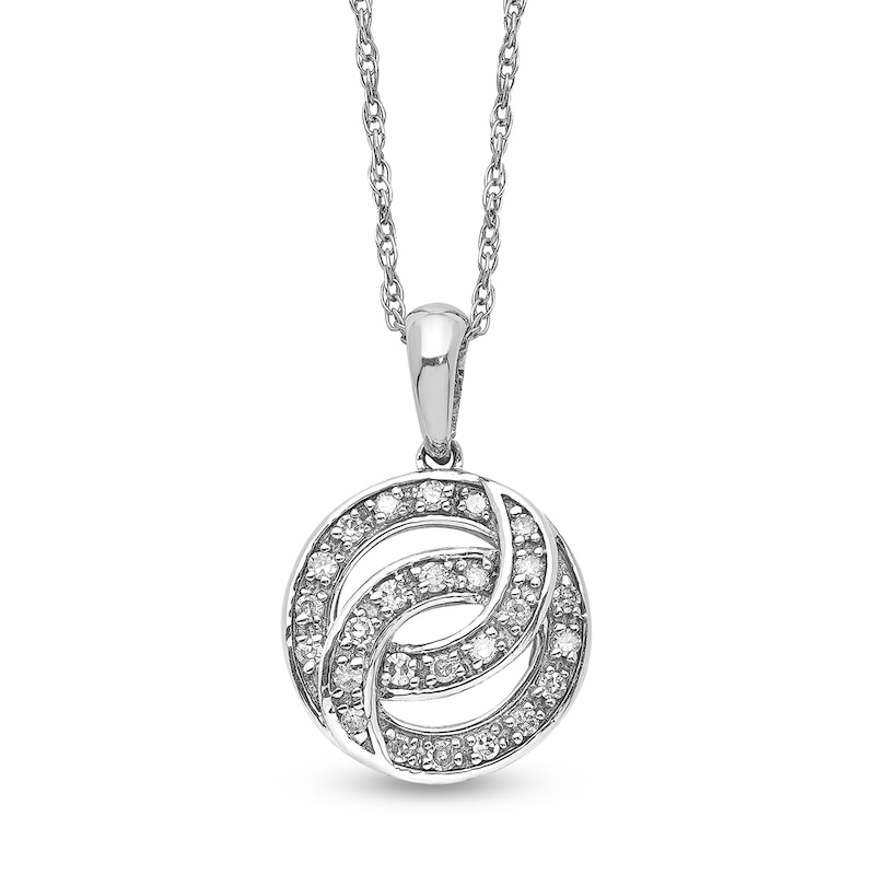 0.07 CT. T.W. Diamond Interlocking Circles Drop Pendant in Sterling Silver|Peoples Jewellers
