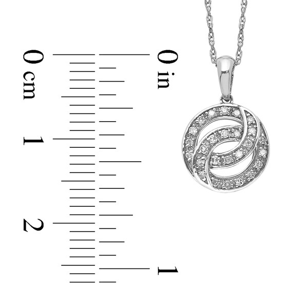 0.07 CT. T.W. Diamond Interlocking Circles Drop Pendant in Sterling Silver