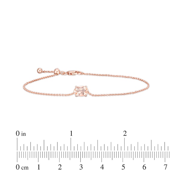 Sideways Oval Morganite Solitaire Bracelet in 10K Rose Gold – 7.5"