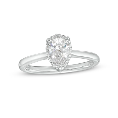 1.75 CT. T.W. Certified Pear-Shaped Lab-Created Diamond Frame Engagement Ring in 14K White Gold (F/SI2)