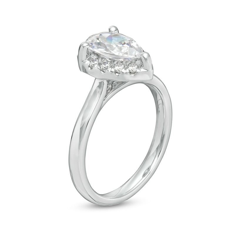 1.75 CT. T.W. Certified Pear-Shaped Lab-Created Diamond Frame Engagement Ring in 14K White Gold (F/SI2)|Peoples Jewellers
