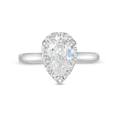 1.75 CT. T.W. Certified Pear-Shaped Lab-Created Diamond Frame Engagement Ring in 14K White Gold (F/SI2)