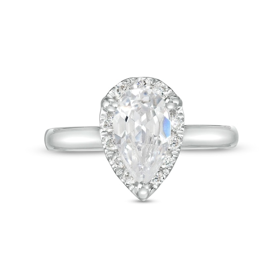 1.75 CT. T.W. Certified Pear-Shaped Lab-Created Diamond Frame Engagement Ring in 14K White Gold (F/SI2)