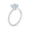 Thumbnail Image 2 of 7.0mm Aquamarine and 0.145 CT. T.W. Diamond Ring in 10K White Gold