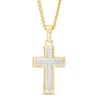 Thumbnail Image 0 of Men's 0.09 CT. T.W. Diamond Cross Pendant in Stainless Steel and Yellow Ion-Plate – 24"