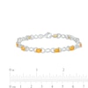 Thumbnail Image 3 of Oval Citrine and 0.18 CT. T.W. Diamond Infinity Ribbon Link Line Bracelet in Sterling Silver – 7.5"