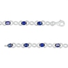 Thumbnail Image 2 of Oval Blue Lab-Created Sapphire and 0.18 CT. T.W. Diamond Infinity Ribbon Link Line Bracelet in Sterling Silver – 7.5"