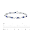Thumbnail Image 3 of Oval Blue Lab-Created Sapphire and 0.18 CT. T.W. Diamond Infinity Ribbon Link Line Bracelet in Sterling Silver – 7.5"