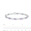 Thumbnail Image 3 of Oval Lab-Created Alexandrite and 0.18 CT. T.W. Diamond Infinity Ribbon Link Line Bracelet in Sterling Silver – 7.5"