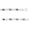 Thumbnail Image 2 of Oval Amethyst and 0.18 CT. T.W. Diamond Infinity Ribbon Link Line Bracelet in Sterling Silver – 7.5"