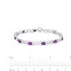 Thumbnail Image 3 of Oval Amethyst and 0.18 CT. T.W. Diamond Infinity Ribbon Link Line Bracelet in Sterling Silver – 7.5"