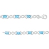 Thumbnail Image 2 of Oval Blue Topaz and 0.18 CT. T.W. Diamond Infinity Ribbon Link Line Bracelet in Sterling Silver – 7.5"