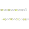 Thumbnail Image 2 of Oval Peridot and 0.18 CT. T.W. Diamond Infinity Ribbon Link Line Bracelet in Sterling Silver – 7.5"