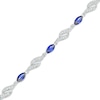 Thumbnail Image 0 of Marquise Blue and White Lab-Created Sapphire Flame Link Line Bracelet in Sterling Silver – 7.25"