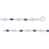 Thumbnail Image 2 of Marquise Blue and White Lab-Created Sapphire Flame Link Line Bracelet in Sterling Silver – 7.25"