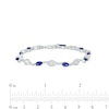 Thumbnail Image 3 of Marquise Blue and White Lab-Created Sapphire Flame Link Line Bracelet in Sterling Silver – 7.25"