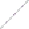 Thumbnail Image 0 of Marquise Lab-Created Alexandrite and White Lab-Created Sapphire Flame Link Line Bracelet in Sterling Silver – 7.25"