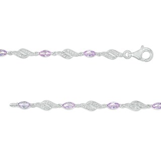 Marquise Lab-Created Alexandrite and White Lab-Created Sapphire Flame Link Line Bracelet in Sterling Silver – 7.25"