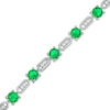 4.5mm Lab-Created Emerald and White Lab-Created Sapphire Hexagonal Link Line Bracelet in Sterling Silver – 7.5"