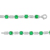 Thumbnail Image 2 of 4.5mm Lab-Created Emerald and White Lab-Created Sapphire Hexagonal Link Line Bracelet in Sterling Silver – 7.5"