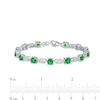 4.5mm Lab-Created Emerald and White Lab-Created Sapphire Hexagonal Link Line Bracelet in Sterling Silver – 7.5"