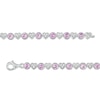 Thumbnail Image 2 of 4.5mm Pink and White Lab-Created Sapphire Alternating Heart Line Bracelet in Sterling Silver – 7.25"
