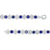 Thumbnail Image 2 of 4.5mm Blue and White Lab-Created Sapphire Alternating Flower Line Bracelet in Sterling Silver – 7.5"