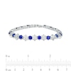 Thumbnail Image 3 of 4.5mm Blue and White Lab-Created Sapphire Alternating Flower Line Bracelet in Sterling Silver – 7.5"