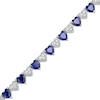 Thumbnail Image 0 of 5.0mm Heart-Shaped Blue and White Lab-Created Sapphire Hearts Alternating Line Bracelet in Sterling Silver – 7.25"