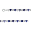 Thumbnail Image 2 of 5.0mm Heart-Shaped Blue and White Lab-Created Sapphire Hearts Alternating Line Bracelet in Sterling Silver – 7.25"