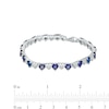 Thumbnail Image 3 of 5.0mm Heart-Shaped Blue and White Lab-Created Sapphire Hearts Alternating Line Bracelet in Sterling Silver – 7.25"