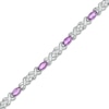 Thumbnail Image 0 of Marquise Amethyst and White Lab-Created Sapphire Double Infinity Link Line Bracelet in Sterling Silver – 7.5"