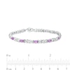 Thumbnail Image 3 of Marquise Amethyst and White Lab-Created Sapphire Double Infinity Link Line Bracelet in Sterling Silver – 7.5"