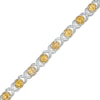 4.0mm Citrine and 0.117 CT. T.W. Diamond Bead Frame Alternating "XO" Line Bracelet in Sterling Silver – 7.25"