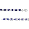 Thumbnail Image 2 of 4.5mm Blue Lab-Created Sapphire and 0.14 CT. T.W. Diamond Alternating "XO" Line Bracelet in Sterling Silver – 7.5"