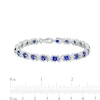 Thumbnail Image 3 of 4.5mm Blue Lab-Created Sapphire and 0.14 CT. T.W. Diamond Alternating "XO" Line Bracelet in Sterling Silver – 7.5"