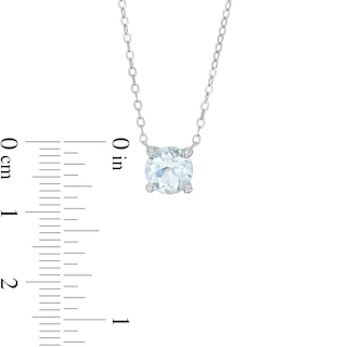 7.0mm Aquamarine and Diamond Accent Necklace in 10K White Gold – 17"