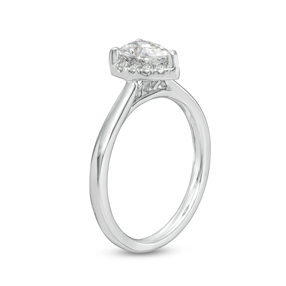 0.62 CT. T.W. Certified Pear-Shaped Lab-Created Diamond Frame Engagement Ring in 14K White Gold (F/SI2)