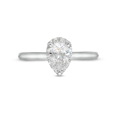 0.62 CT. T.W. Certified Pear-Shaped Lab-Created Diamond Frame Engagement Ring in 14K White Gold (F/SI2)