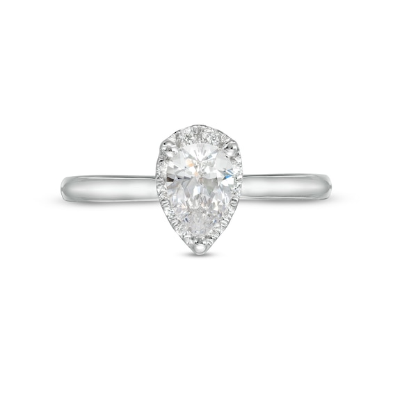 0.62 CT. T.W. Certified Pear-Shaped Lab-Created Diamond Frame Engagement Ring in 14K White Gold (F/SI2)