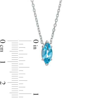 Marquise Swiss Blue Topaz Solitaire Necklace in 10K White Gold – 19"