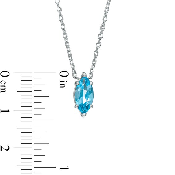 Marquise Swiss Blue Topaz Solitaire Necklace in 10K White Gold – 19"