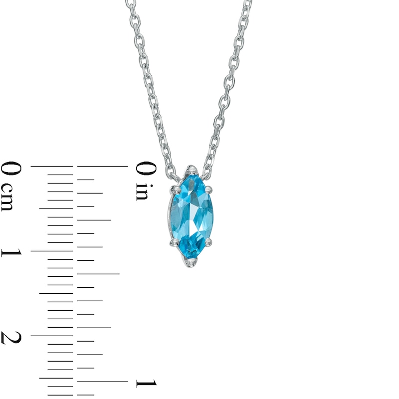 Marquise Swiss Blue Topaz Solitaire Necklace in 10K White Gold – 19"