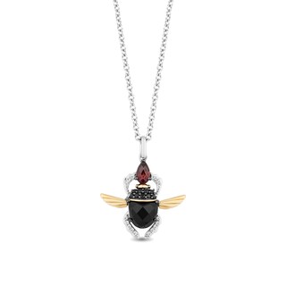 Enchanted Disney Villains Jafar Multi-Gemstone and 0.115 CT. T.W. Diamond Pendant in Sterling Silver and 10K Gold