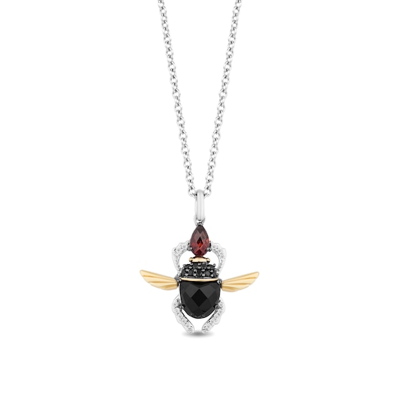 Enchanted Disney Villains Jafar Multi-Gemstone and 0.115 CT. T.W. Diamond Pendant in Sterling Silver and 10K Gold